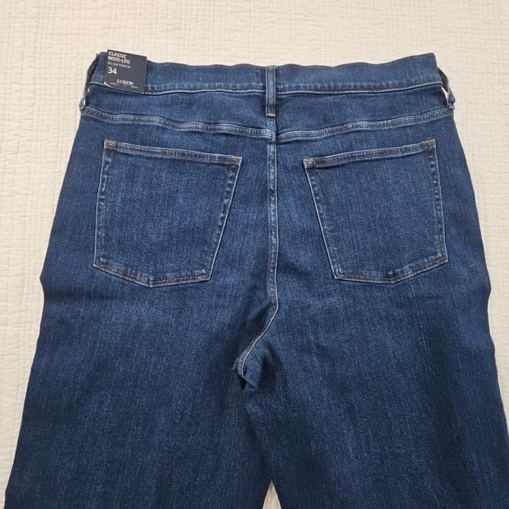 J. Crew Classic Wide-Leg Jeans Women's 34 (W37 x L30) Dark Wash NEW NWT Stretch - Picture 13 of 16